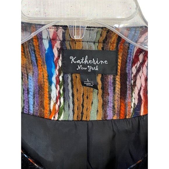 Katherine New York Womens Multicolor Striped Jacket Size L Polyester/Acrylic - Picture 3 of 6